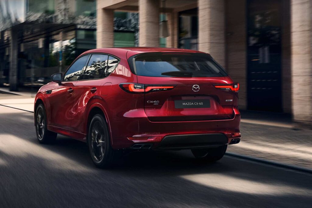 2023 Mazda CX-60, exterior, red, rear 3/4
